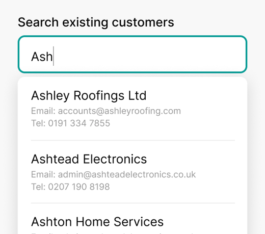 Search existing Payment Link customers