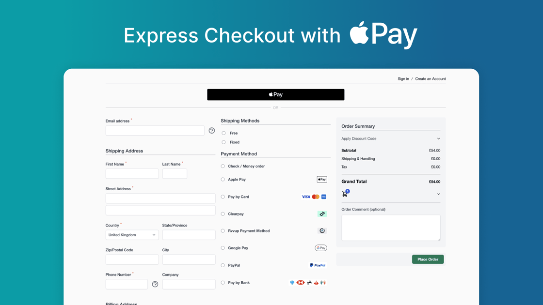 Rvvup express checkout with ApplePay